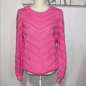 LOFT Bright Pink Crew Neck Sweater